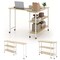 Space-Saving Sofa Side Table with Rotating Top 2 Open Shelves and 6 Locking Casters for Home Office